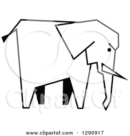 Clipart of a Sketched Black and White Elephant - Royalty Free Vector Illustration by Vector Tradition SM