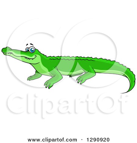 Clipart of a Happy Bright Green Crocodile with Blue Eyes - Royalty Free Vector Illustration by Vector Tradition SM