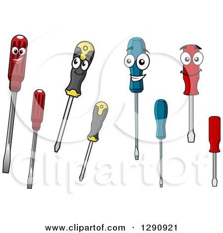 Clipart of Screwdriver Characters and Tools - Royalty Free Vector Illustration by Vector Tradition SM