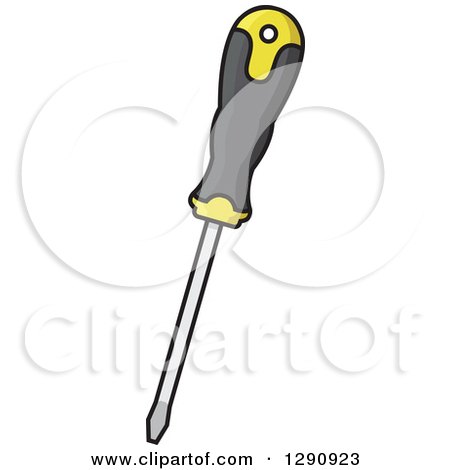 Clipart of a Black and Yellow Screwdriver - Royalty Free Vector Illustration by Vector Tradition SM