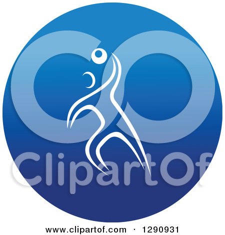 Clipart of a White Athlete Playing Dodgeball in a Round Blue Icon - Royalty Free Vector Illustration by Vector Tradition SM