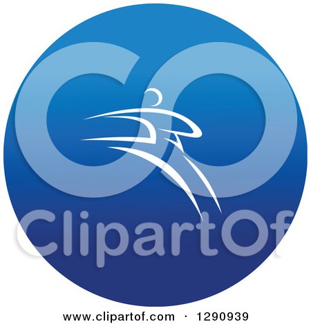 Clipart of a White Athlete Martial Artist Karate Kicking in a Round Blue Icon - Royalty Free Vector Illustration by Vector Tradition SM