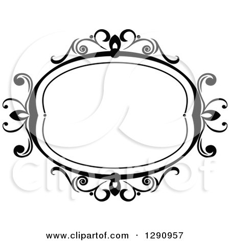 Clipart of a Black and White Ornate Oval Swirl Frame 5 - Royalty Free Vector Illustration by Vector Tradition SM