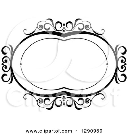 Clipart of a Black and White Ornate Oval Swirl Frame 4 - Royalty Free Vector Illustration by Vector Tradition SM