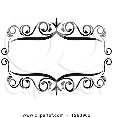 Clipart of a Black and White Ornate Rectangle Swirl Frame 5 - Royalty Free Vector Illustration by Vector Tradition SM