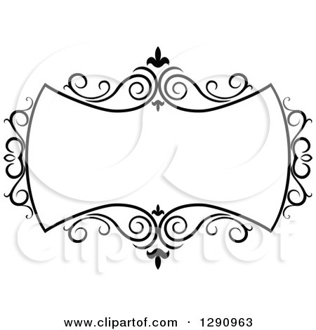 Clipart of a Black and White Ornate Swirl Frame - Royalty Free Vector Illustration by Vector Tradition SM