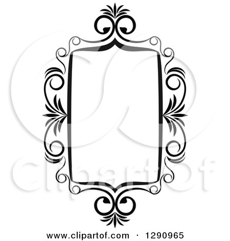 Clipart of a Black and White Ornate Rectangle Swirl Frame 6 - Royalty Free Vector Illustration by Vector Tradition SM