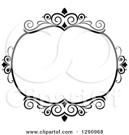 Clipart of a Black and White Ornate Oval Swirl Frame 7 - Royalty Free Vector Illustration by Vector Tradition SM