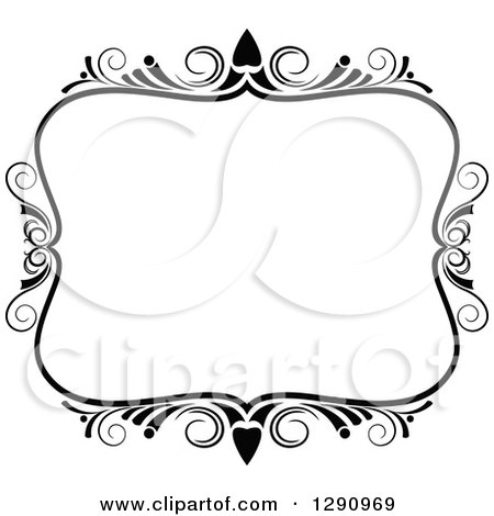 Clipart of a Black and White Ornate Rectangle Swirl Frame 8 - Royalty Free Vector Illustration by Vector Tradition SM