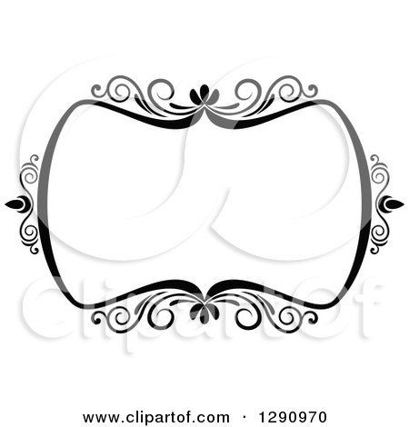 Clipart of a Black and White Ornate Rectangle Swirl Frame 9 - Royalty Free Vector Illustration by Vector Tradition SM