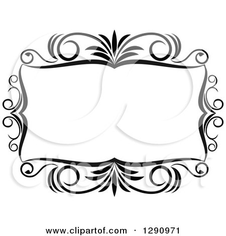 Clipart of a Black and White Ornate Rectangle Swirl Frame 10 - Royalty Free Vector Illustration by Vector Tradition SM