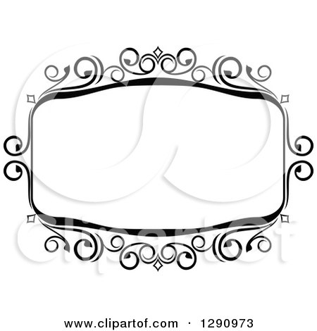 Clipart of a Black and White Ornate Rectangle Swirl Frame 11 - Royalty Free Vector Illustration by Vector Tradition SM