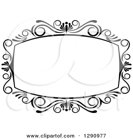 Clipart of a Black and White Ornate Rectangle Swirl Frame 3 - Royalty Free Vector Illustration by Vector Tradition SM