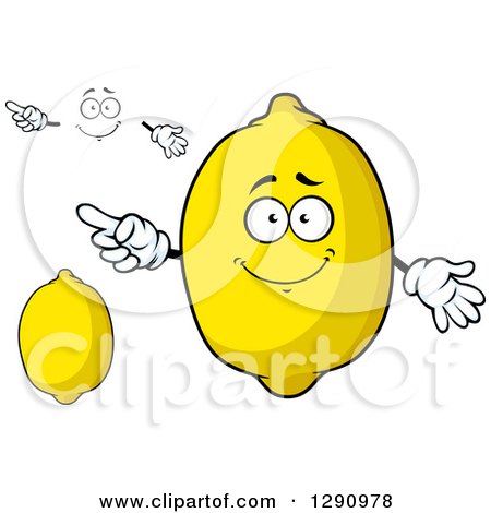 Clipart of Lemons, a Face and Hands - Royalty Free Vector Illustration by Vector Tradition SM