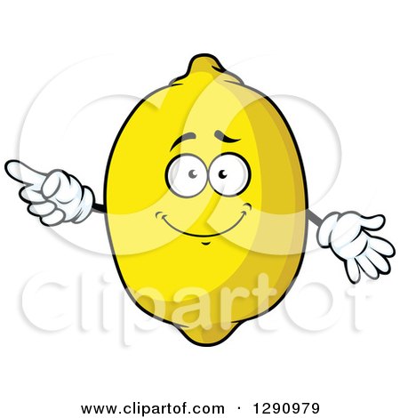 Clipart of a Happy Pointing Lemon Character - Royalty Free Vector Illustration by Vector Tradition SM