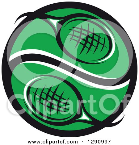 Clipart of a Green White and Black Tennis Racket Logo - Royalty Free Vector Illustration by Vector Tradition SM
