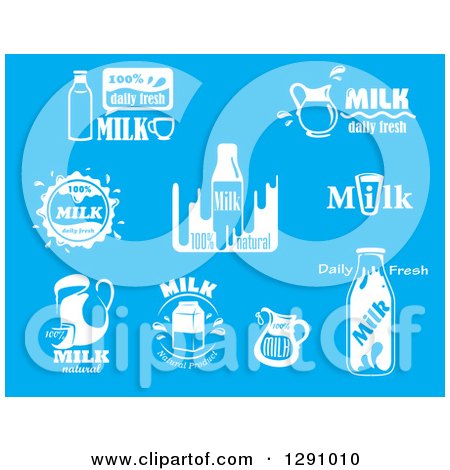 Clipart of White Milk Designs on Blue - Royalty Free Vector Illustration by Vector Tradition SM