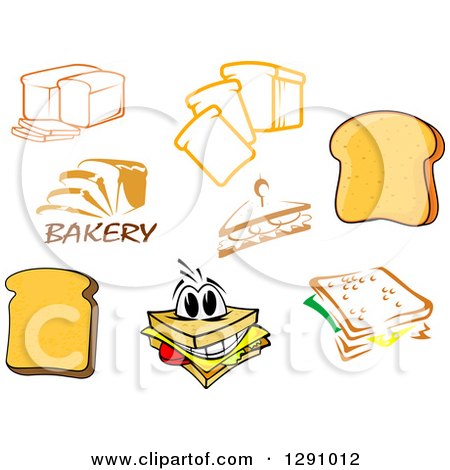 Clipart of Bread Loaves, Slices and Sandwiches - Royalty Free Vector Illustration by Vector Tradition SM