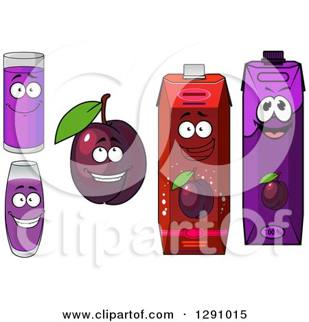 Clipart of a Plum and Prune Juice Characters 2 - Royalty Free Vector Illustration by Vector Tradition SM