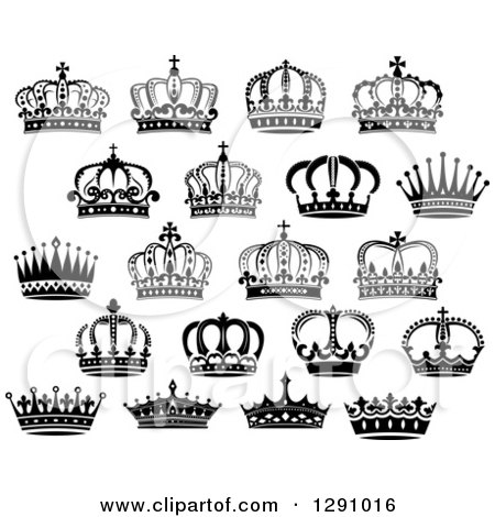 Clipart of Black and White Crowns 13 - Royalty Free Vector Illustration by Vector Tradition SM