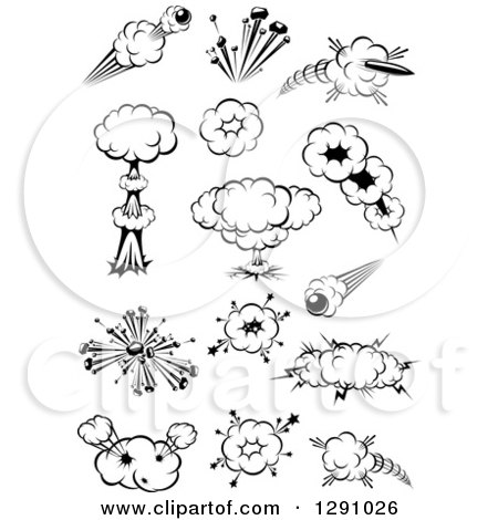 Clipart of a Black and White Comic Bursts Explosions or Poofs 6 - Royalty Free Vector Illustration by Vector Tradition SM