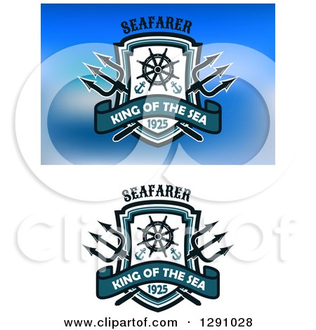 Clipart of Maritime Nautical Trident Helm Anchor and Shield Seafarer Designs - Royalty Free Vector Illustration by Vector Tradition SM