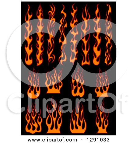 Clipart of Gradient Flames Design Elements on Black - Royalty Free Vector Illustration by Vector Tradition SM