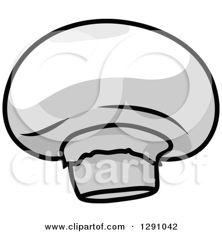 Clipart of a Grayscale Button Mushroom - Royalty Free Vector Illustration by Vector Tradition SM