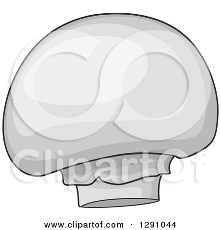 Clipart of a Grayscale Button Mushroom 2 - Royalty Free Vector Illustration by Vector Tradition SM