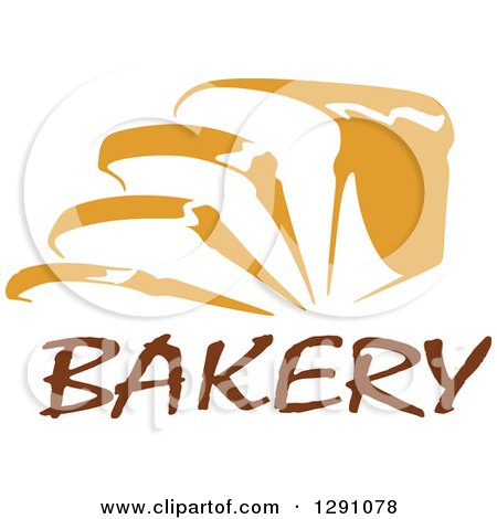 Clipart of a Loaf and Slices of Bread over Bakery Text - Royalty Free Vector Illustration by Vector Tradition SM