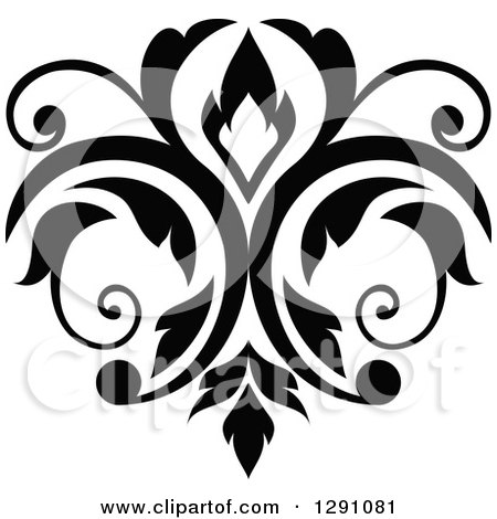 Clipart of a Black and White Vintage Flower Design Element 5 - Royalty Free Vector Illustration by Vector Tradition SM