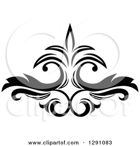 Clipart of a Black and White Vintage Flower Design Element 3 - Royalty Free Vector Illustration by Vector Tradition SM