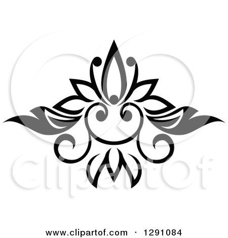 Clipart of a Black and White Vintage Flower Design Element 4 - Royalty Free Vector Illustration by Vector Tradition SM