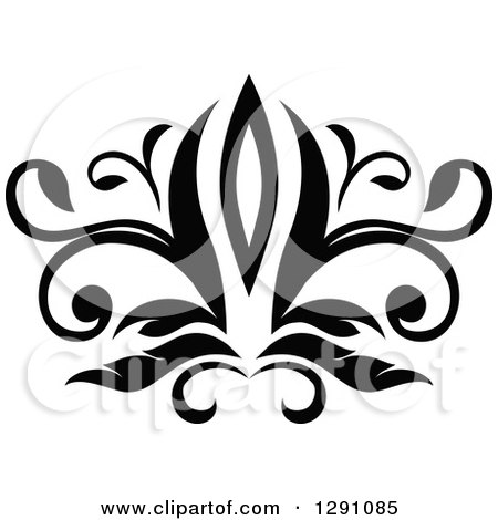 Clipart of a Black and White Vintage Flower Design Element 6 - Royalty Free Vector Illustration by Vector Tradition SM