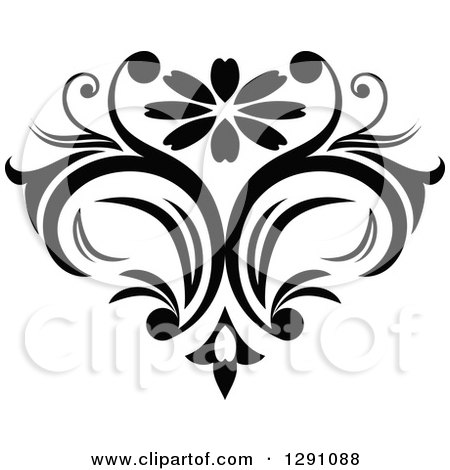 Clipart of a Black and White Vintage Flower Design Element 9 - Royalty Free Vector Illustration by Vector Tradition SM