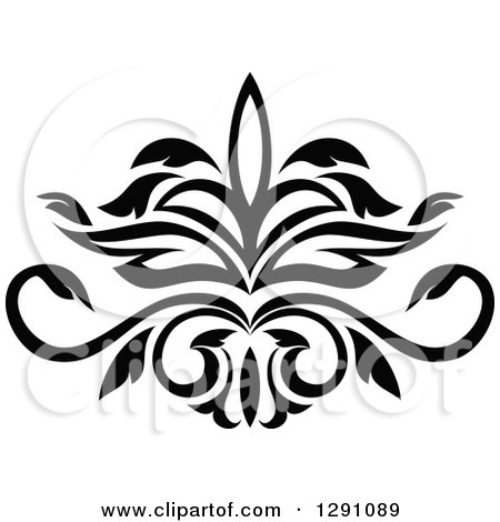 Clipart of a Black and White Vintage Flower Design Element - Royalty Free Vector Illustration by Vector Tradition SM