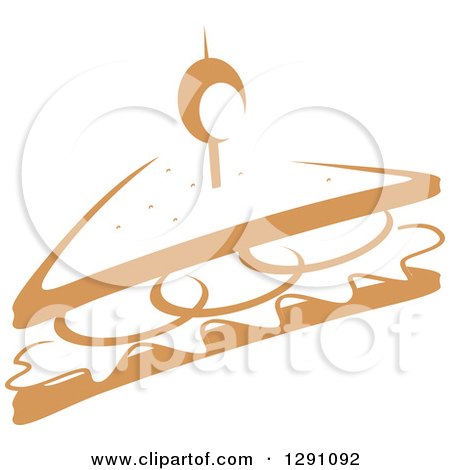 Clipart of a Sketched Brown Half Sandwich - Royalty Free Vector Illustration by Vector Tradition SM
