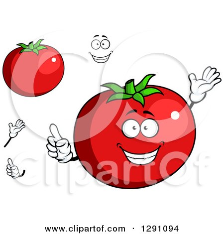 Clipart of a Cartoon Face, Hands and Beefsteak Tomatos - Royalty Free Vector Illustration by Vector Tradition SM