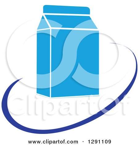 Clipart of a Nutrition Logo of a Milk Carton and a Blue Swoosh or Abstract Plate - Royalty Free Vector Illustration by Vector Tradition SM