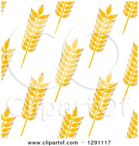 Clipart of a Seamless Background Patterns of Gold Wheat on White - Royalty Free Vector Illustration by Vector Tradition SM