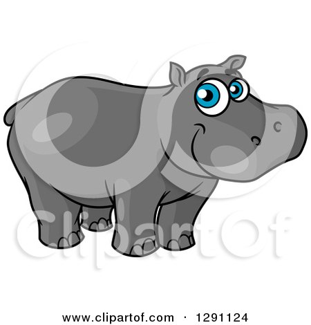 Clipart of a Happy Blue Eyed Happy Hippo - Royalty Free Vector Illustration by Vector Tradition SM