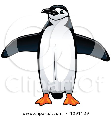 Clipart of a Happy Penguin with Open Wings - Royalty Free Vector Illustration by Vector Tradition SM