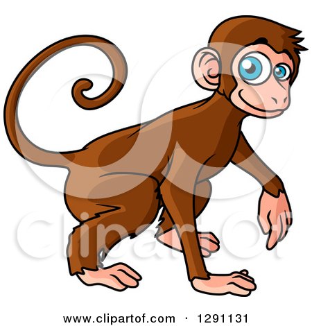 Clipart of a Happy Blue Eyed Monkey - Royalty Free Vector Illustration by Vector Tradition SM
