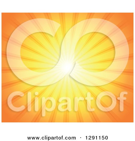 Clipart of a Background of Bright Orange Sunshine Rays - Royalty Free Vector Illustration by visekart