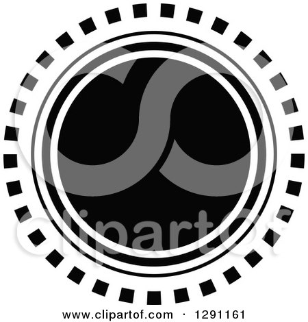 Clipart of a Black and White Sun Design with Rings - Royalty Free Vector Illustration by visekart