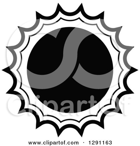 Clipart of a Black and White Sun Design Sharp like Rays - Royalty Free Vector Illustration by visekart