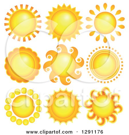 Clipart of Summer Sun Designs - Royalty Free Vector Illustration by visekart