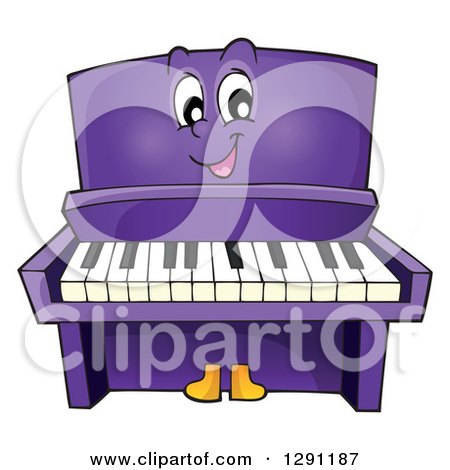 Clipart of a Happy Cartoon Purple Piano Character - Royalty Free Vector Illustration by visekart