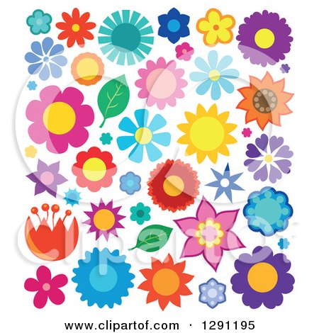 Clipart of Colorful Flowers 2 - Royalty Free Vector Illustration by visekart