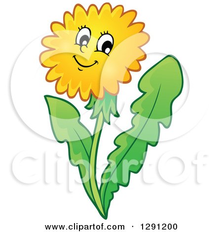 Clipart of a Happy Cartoon Dandelion Flower Character - Royalty Free Vector Illustration by visekart